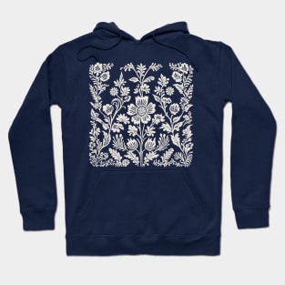 White floral scandinavian pattern Hoodie